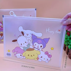 Cartoon Folder for Kids Zipper Envelope Bag - Size A4 - Any 1 Random Design