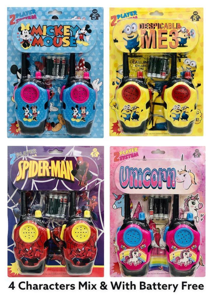 Cartoon Kids Walkie Talkie - Any Random Theme will be dispatched including Batteries