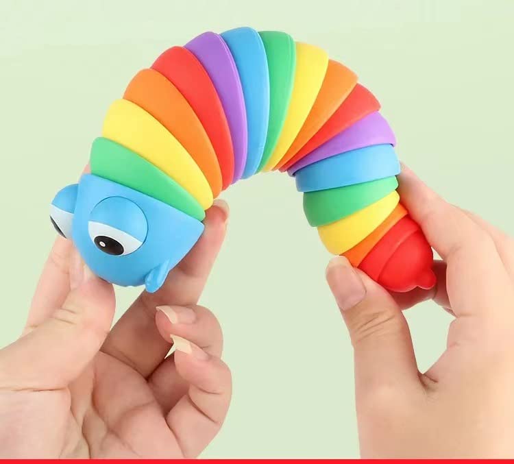 Caterpillar Slug Toy Sensory - Relaxing Caterpillar Stress Relief Toy for Kids and Adults Pack of 1(Multi Colour)