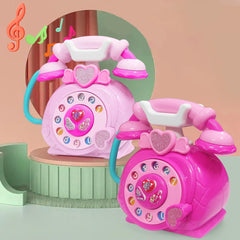Classic Dial Receiver Simulation Telephone Toy for Kids- sound and light