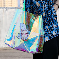 Clear Tote Bag, Holographic Rainbow Shopping Bag- Any Random print  1 Piece