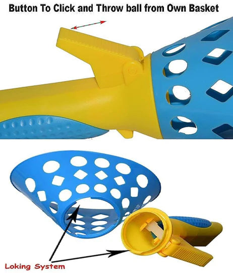 Click and Catch Twin Ball Launcher Game with 3 Balls Indoor Outdoor Toy Set, Pop & Catch Ball