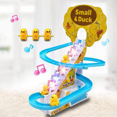Climbing Duck Track Toy Light Musical 3 Duckling Moving Escalator Automatic Cartoon Chasing Race - Battery Not Included