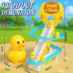 Climbing Duck Track Toy Light Musical 3 Duckling Moving Escalator Automatic Cartoon Chasing Race - Battery Not Included