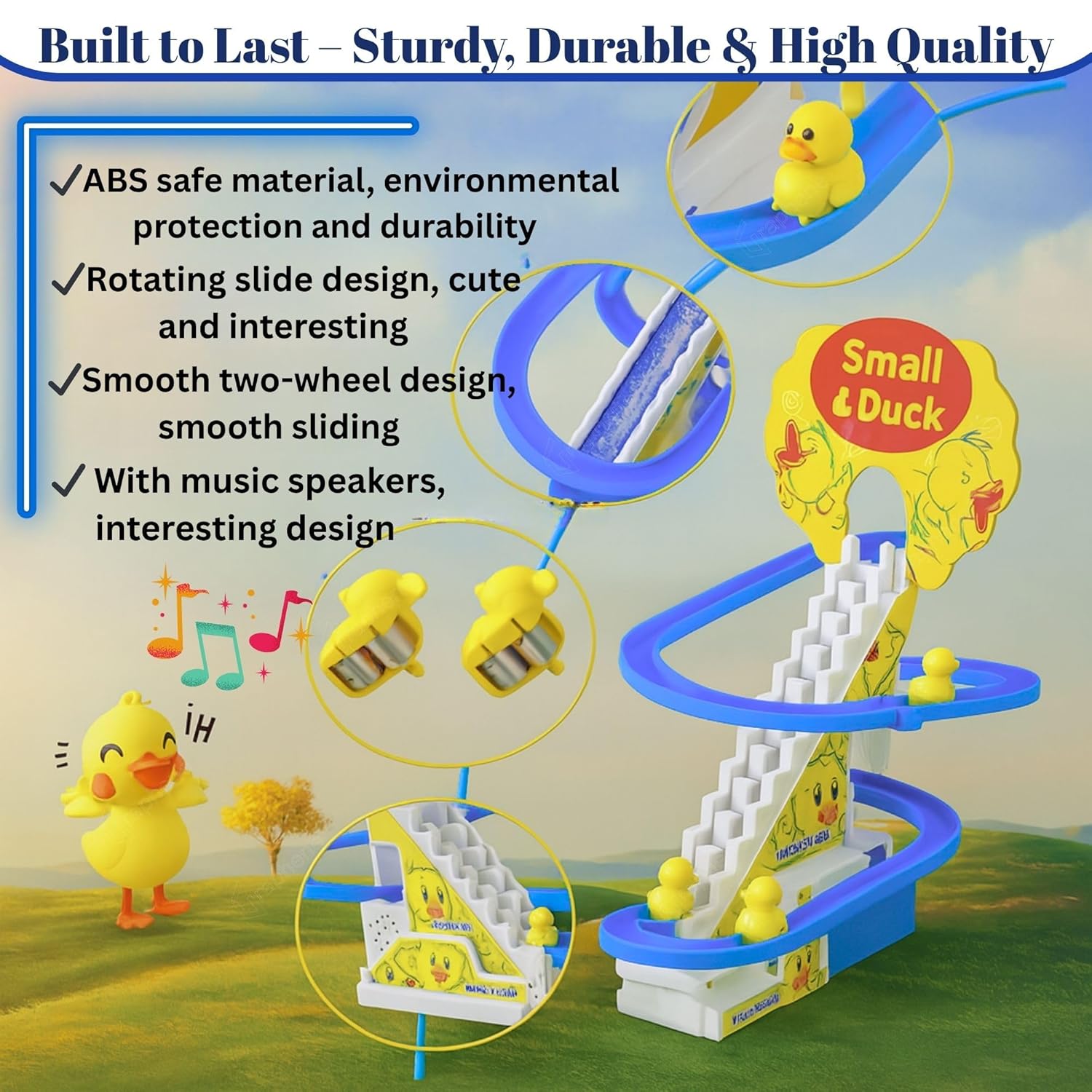 Climbing Duck Track Toy Light Musical 3 Duckling Moving Escalator Automatic Cartoon Chasing Race - Battery Not Included