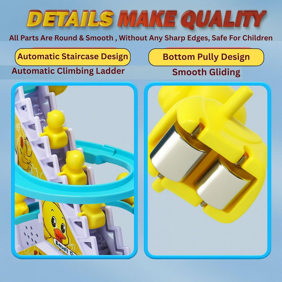 Climbing Duck Track Toy Light Musical 3 Duckling Moving Escalator Automatic Cartoon Chasing Race - Battery Not Included