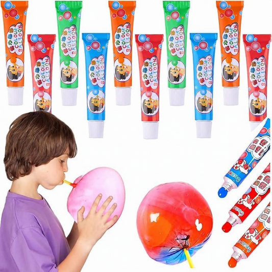 Colorful Blow Bubble Paste Balloon Makers Glue with Straw (Pack of 3 Tubes)