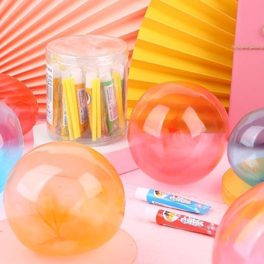 Colorful Blow Bubble Paste Balloon Makers Glue with Straw (Pack of 3 Tubes)