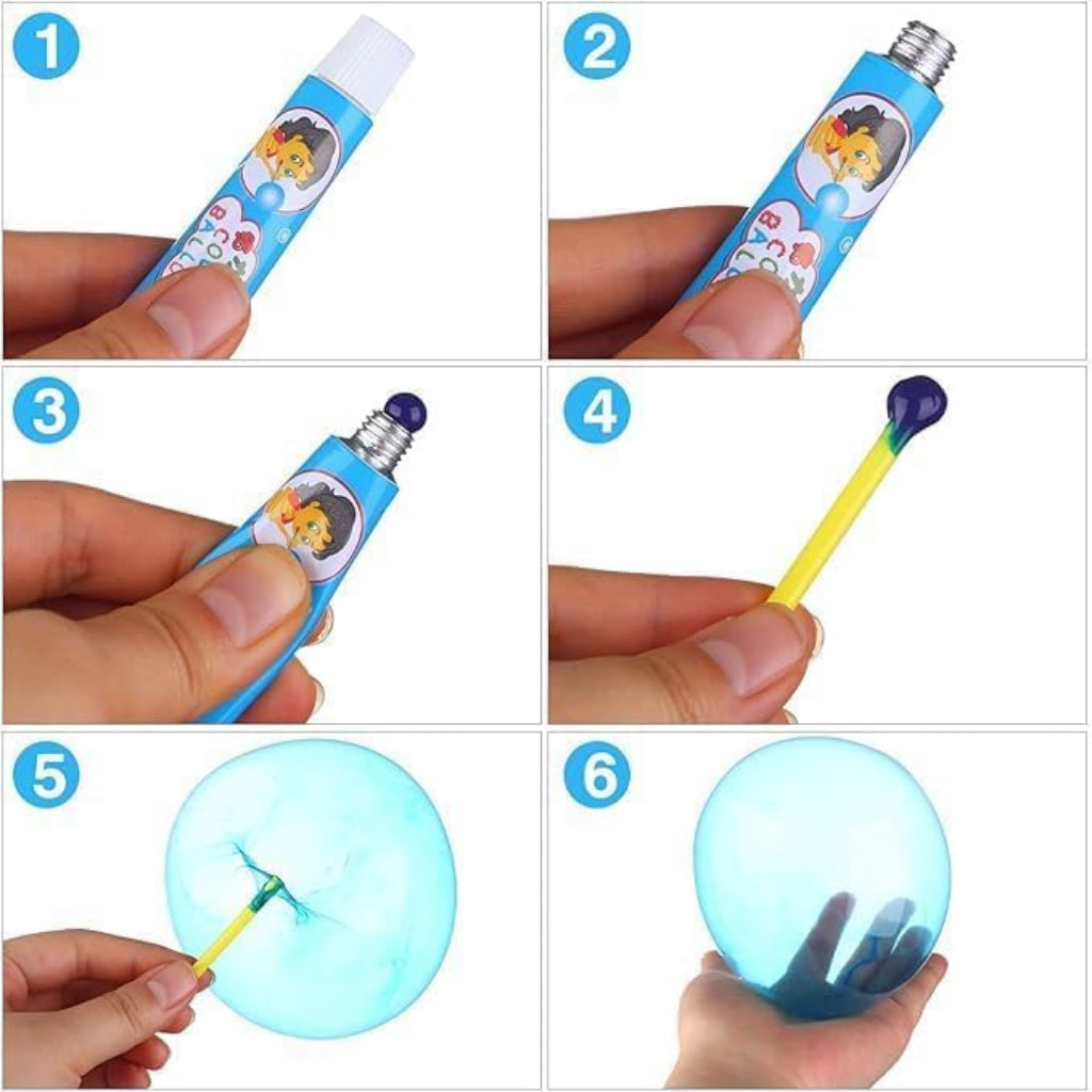 Colorful Blow Bubble Paste Balloon Makers Glue with Straw (Pack of 3 Tubes)