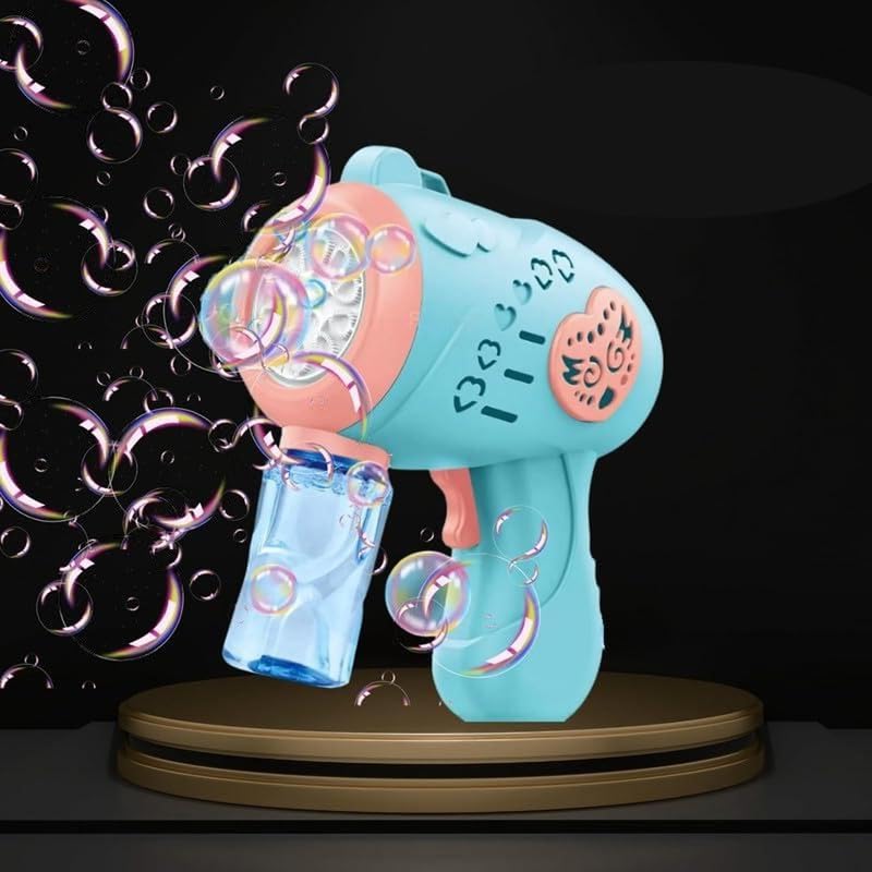 Colour Bubble Gun Machine for Kids | Automatic Bubble Gun | Leak-Proof Design, Fun Indoor/Outdoor - 1 Gun with 1 Bottle Refill