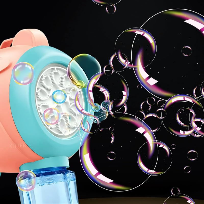Colour Bubble Gun Machine for Kids | Automatic Bubble Gun | Leak-Proof Design, Fun Indoor/Outdoor - 1 Gun with 1 Bottle Refill