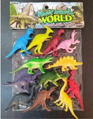 Colourful 12 Psc Mini Wildlife Jungle Realistic Figures Dinosaurs Toys for Kids (Multi-Color)