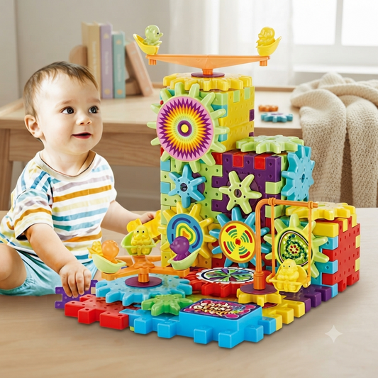 Construction Set for Kids STEM Toy Motorized Gear Puzzle Blocks