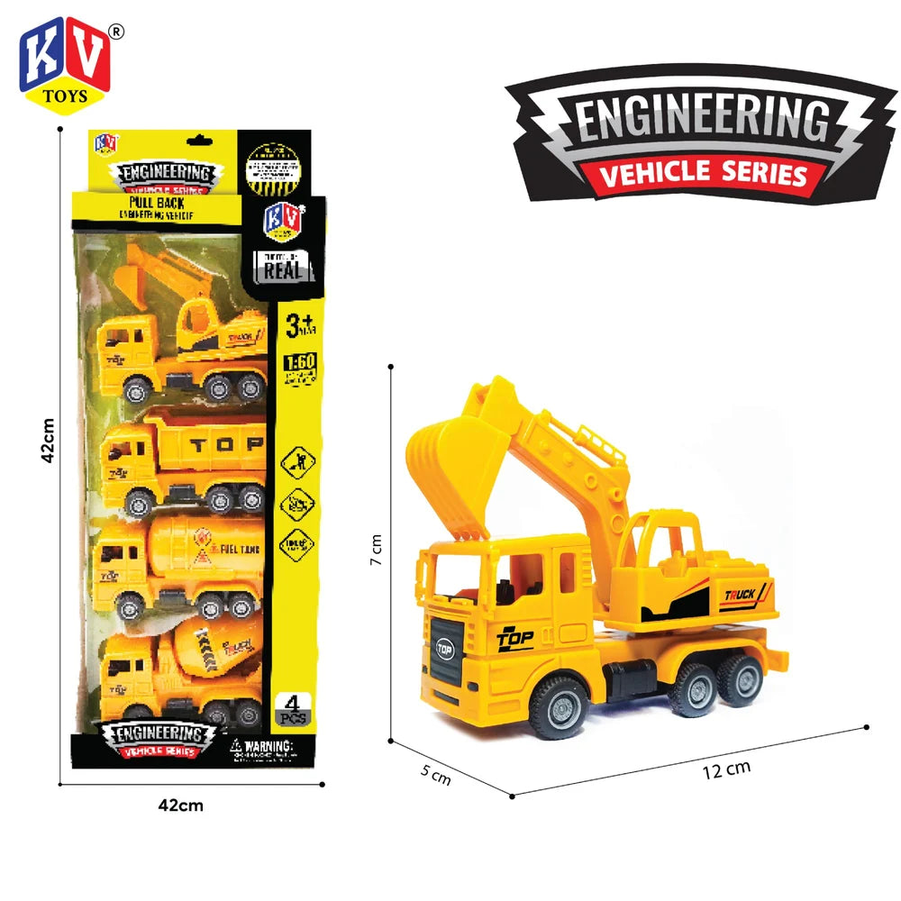 Construction Vehicle Set of 4 Toy Trucks
