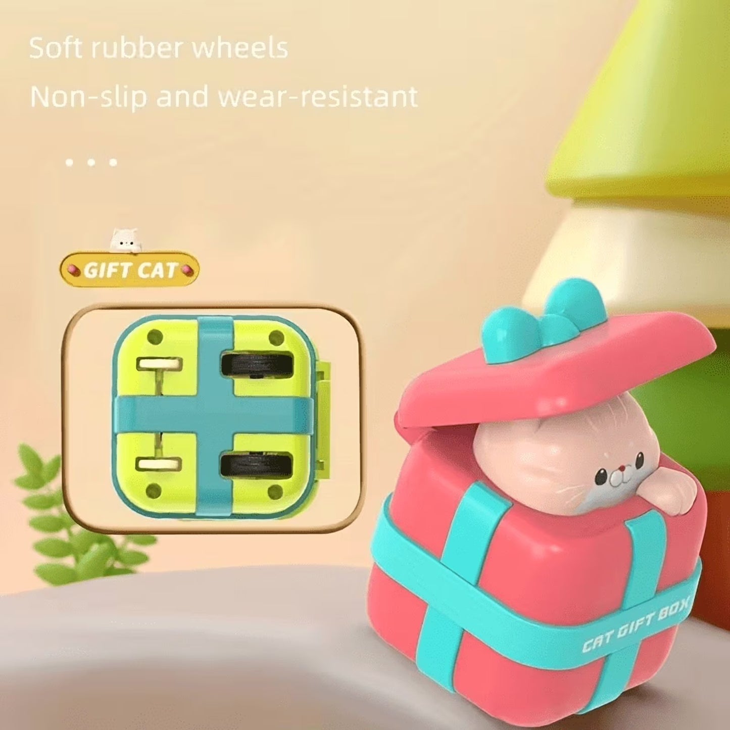 Cute Press & Go Gift Box Cat Toy Cars – Push & Go Action, Durable Plastic Toddler Toy, Indoor & Outdoor Play Any 1
