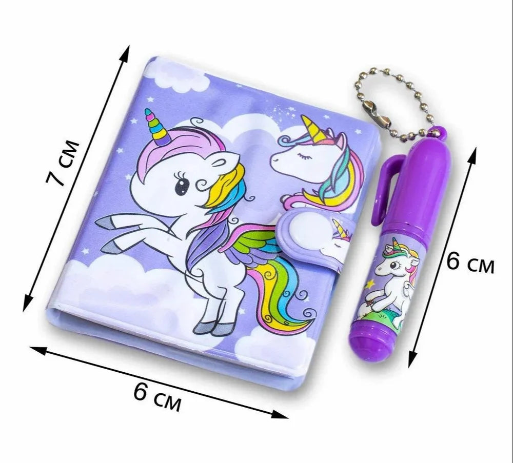 Cute Printed Mini Pocket Diary with Small Pen for Kids - Pack of Any 1