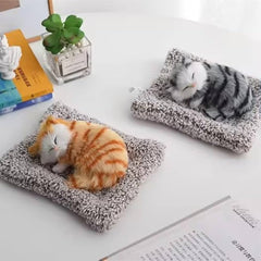 Cute Sleeping Cat Plush Toy with Meow Sound, Gift for Kids & Car Dashboard Accessories - Random Colors