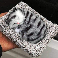Cute Sleeping Cat Plush Toy with Meow Sound, Gift for Kids & Car Dashboard Accessories - Random Colors