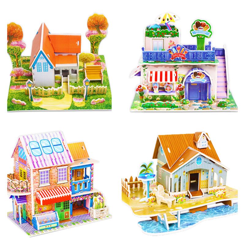 Any 1 DIY 3D Puzzle Building Set -Easy-to-Assemble Architecture Toy for Kids, Best Return Gift (Multicolor, 4 Sheets)