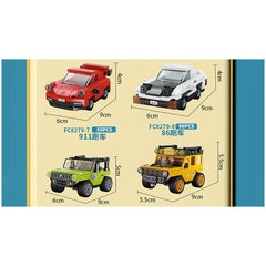 DIY 522 Pcs Building Brick 3D Assembly Cars for Boys, Pull Back Car Building Blocks -6 Different cars can be made