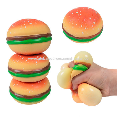 Decompress and Stress Stretch Burger Toy, Slow Rising Squishy Squeeze ...
