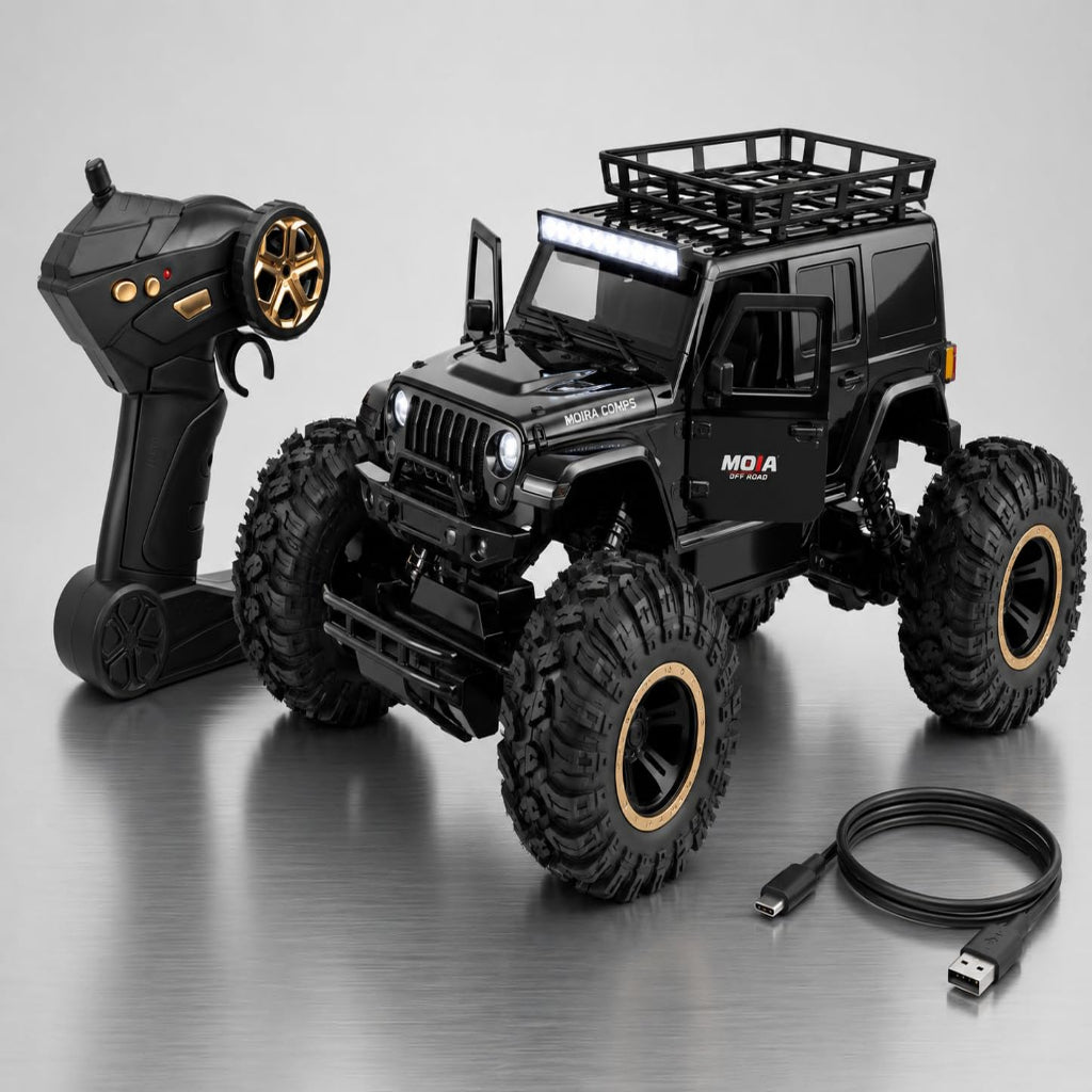 Defender Climbing Remote Control Car, 1:18 RC Monster Truck 2WD with Dual Spray Smoke, LED Lights, 2.4GHz Long Range, Alloy Body Off Road Car, Type C Rechargeable (Thar Ro)