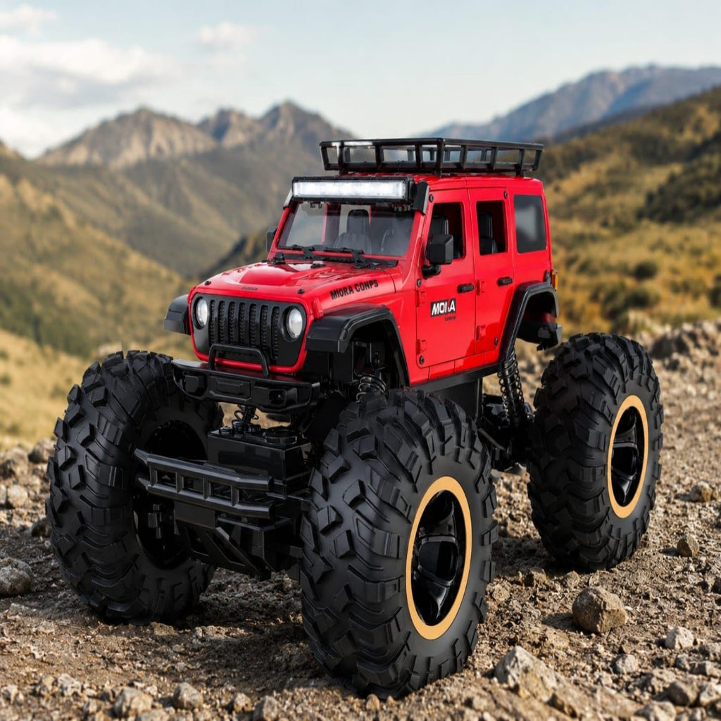 Defender Climbing Remote Control Car, 1:18 RC Monster Truck 2WD with Dual Spray Smoke, LED Lights, 2.4GHz Long Range, Alloy Body Off Road Car, Type C Rechargeable (Thar Ro)