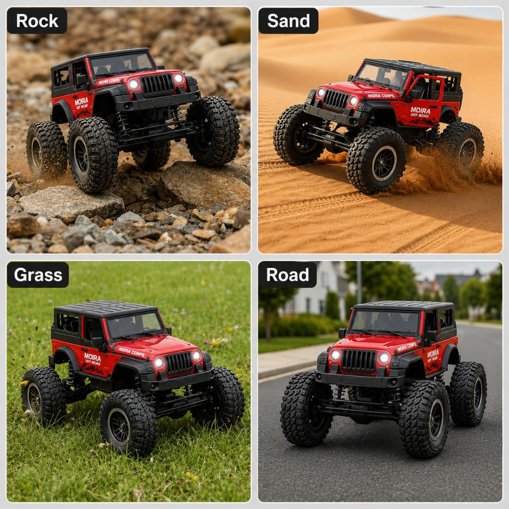 Defender Climbing Remote Control Car, 1:18 RC Monster Truck 2WD with Dual Spray Smoke, LED Lights, 2.4GHz Long Range, Alloy Body Off Road Car, Type C Rechargeable (Thar Ro)