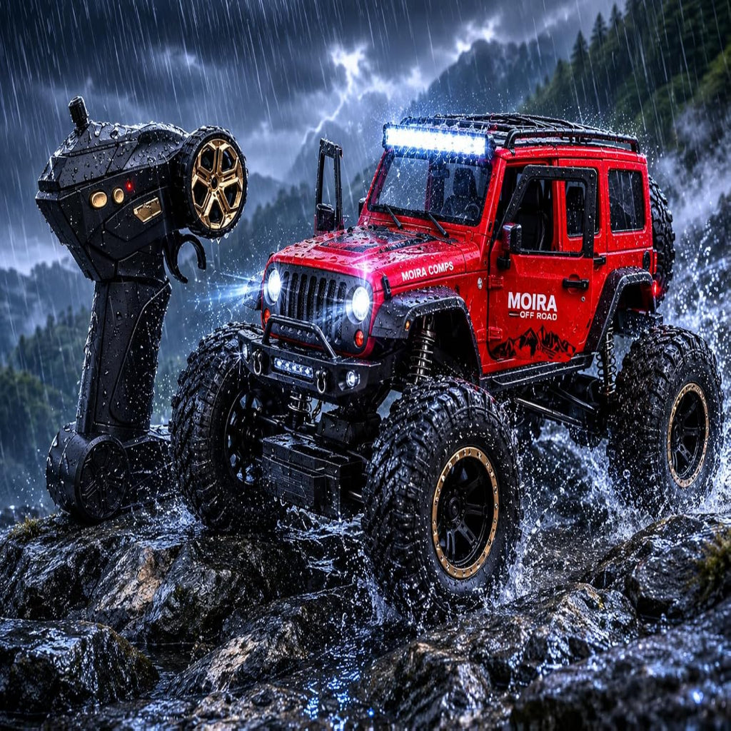 Defender Climbing Remote Control Car, 1:18 RC Monster Truck 2WD with Dual Spray Smoke, LED Lights, 2.4GHz Long Range, Alloy Body Off Road Car, Type C Rechargeable (Thar Ro)