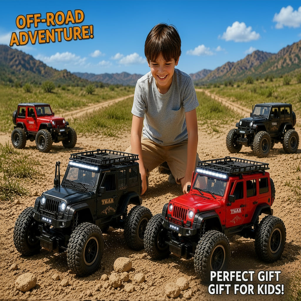 Defender Climbing Remote Control Car, 1:18 RC Monster Truck 2WD with Dual Spray Smoke, LED Lights, 2.4GHz Long Range, Alloy Body Off Road Car, Type C Rechargeable (Thar Ro)