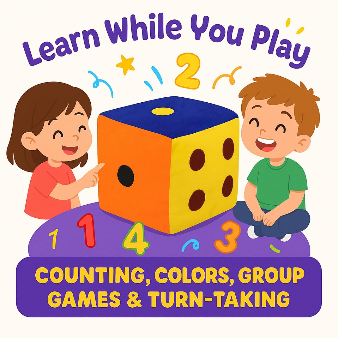 Multicolor Dice Cube Games for Boys and Girls Cloth Dice, Ludo Snake Game - Soft Toys for Kids Lightweight & Washable - Unisex Family Game Entertainer for All Ages 5 Inches