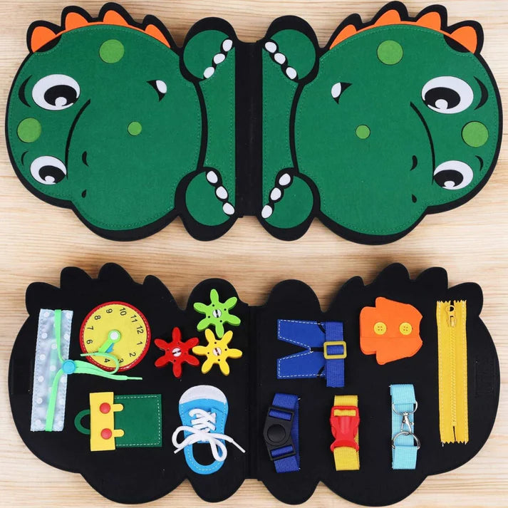 Dino Busy Board for Toddlers, Educational Toy for Boys Girls