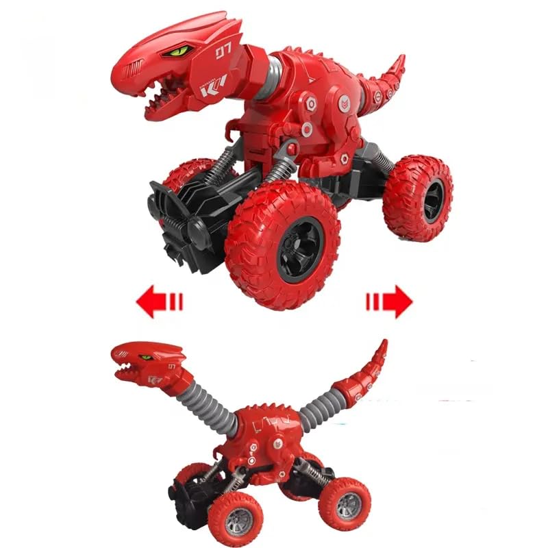 Dinosaur Monster Truck Toy, Pull Back Vehicle with All-Terrain Tires, Durable ABS Plastic Body, Spring Suspension, Flexible Neck and Tail, Off-Road Action