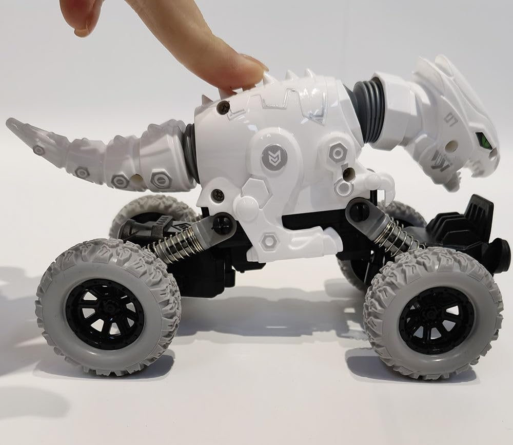 Dinosaur Monster Truck Toy, Pull Back Vehicle with All-Terrain Tires, Durable ABS Plastic Body, Spring Suspension, Flexible Neck and Tail, Off-Road Action