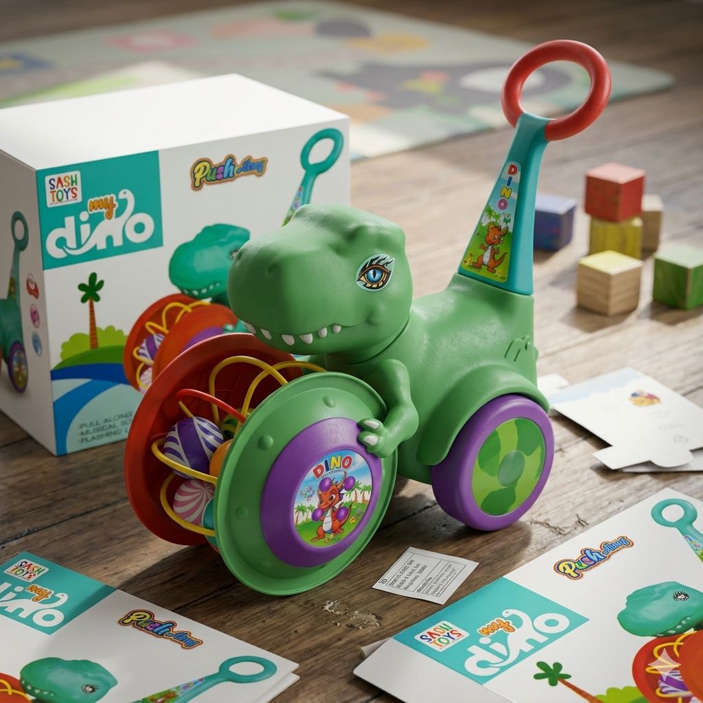 Dinosaur Push Along 18M+ Light & Music - Random Color