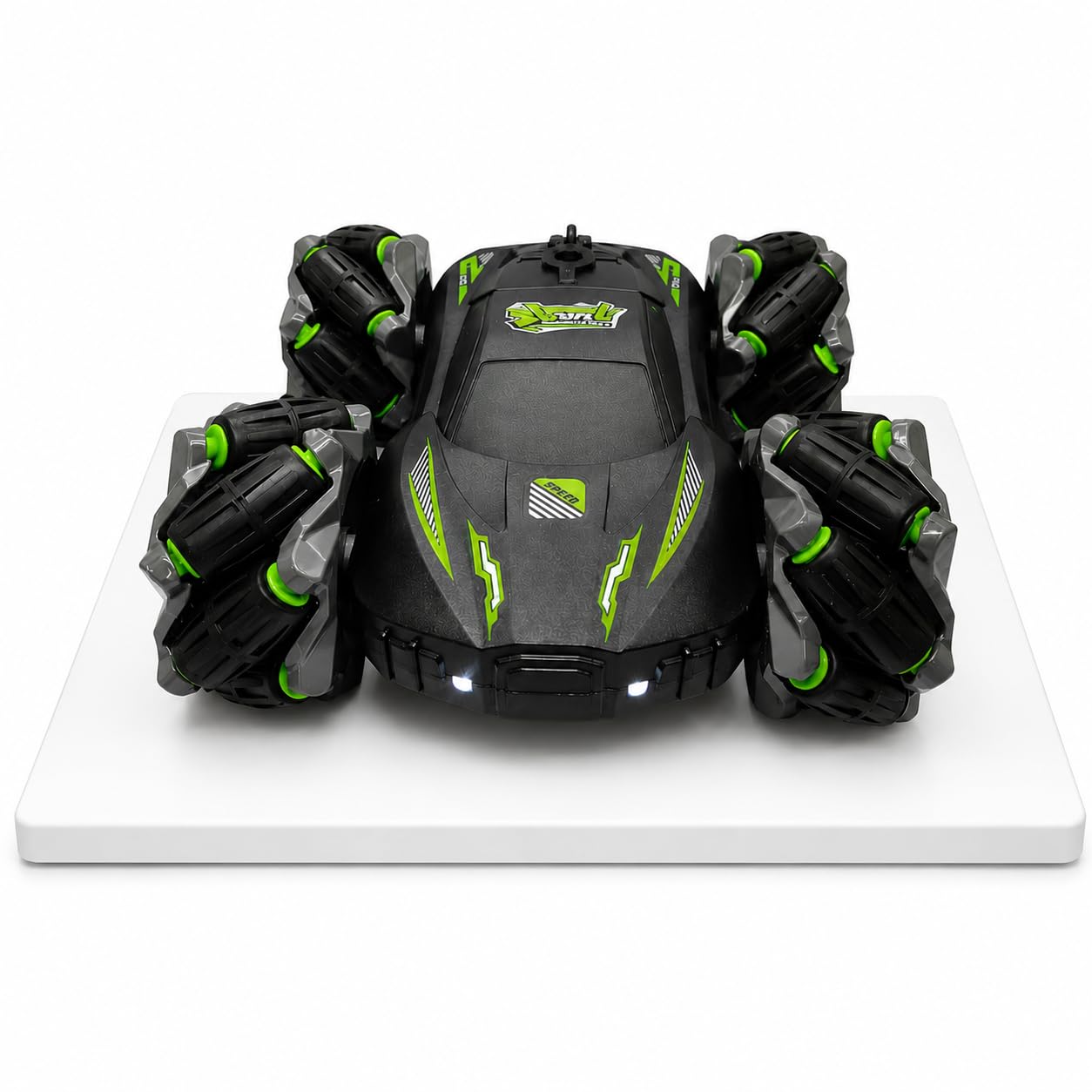 Double-Sided,45° Lateral Drifting RC Car with 2.4GHz Remote Control, 360° Rotating RC Stunt Drift Car, Omni Wheel Off-Road Racing Toy with LED Lights, Mist Spray