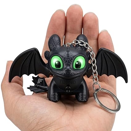 Dragon Keychain Toy with Moving Wings & LED Light Keyring for Car Dashboard, Bike Keys, Backpack