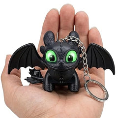 Dragon Keychain Toy with Moving Wings & LED Light Keyring for Car Dashboard, Bike Keys, Backpack
