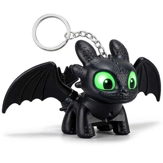 Dragon Keychain Toy with Moving Wings & LED Light Keyring for Car Dashboard, Bike Keys, Backpack