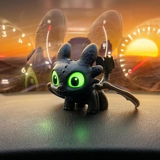 Dragon Keychain Toy with Moving Wings & LED Light Keyring for Car Dashboard, Bike Keys, Backpack
