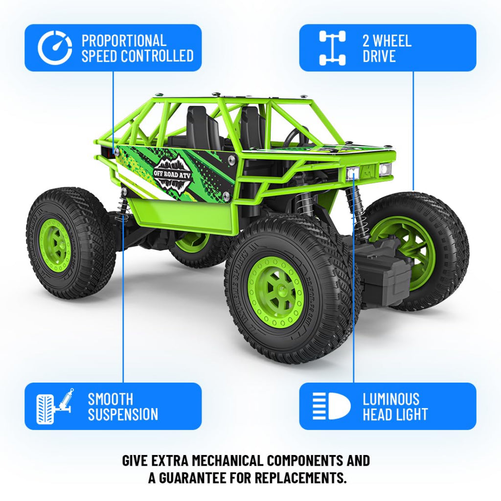 Duster 2WD Rock Crawler 4x4 | Rechargeable Offroad Monster Truck | High Speed ATV RC Car with Nitro Boost | Remote Control Car Toys for Kids | Made in India (2 Wheel Drive )