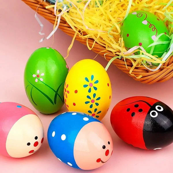 Wooden Colourful Egg Shaker Rattle For Babies - Any 1 Random