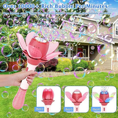 Lotus Electric Bubble Stick for Kids, Automatic Bubble Machine 10000+ Bubbles Light Up Flower Bubble Wand-Any 1