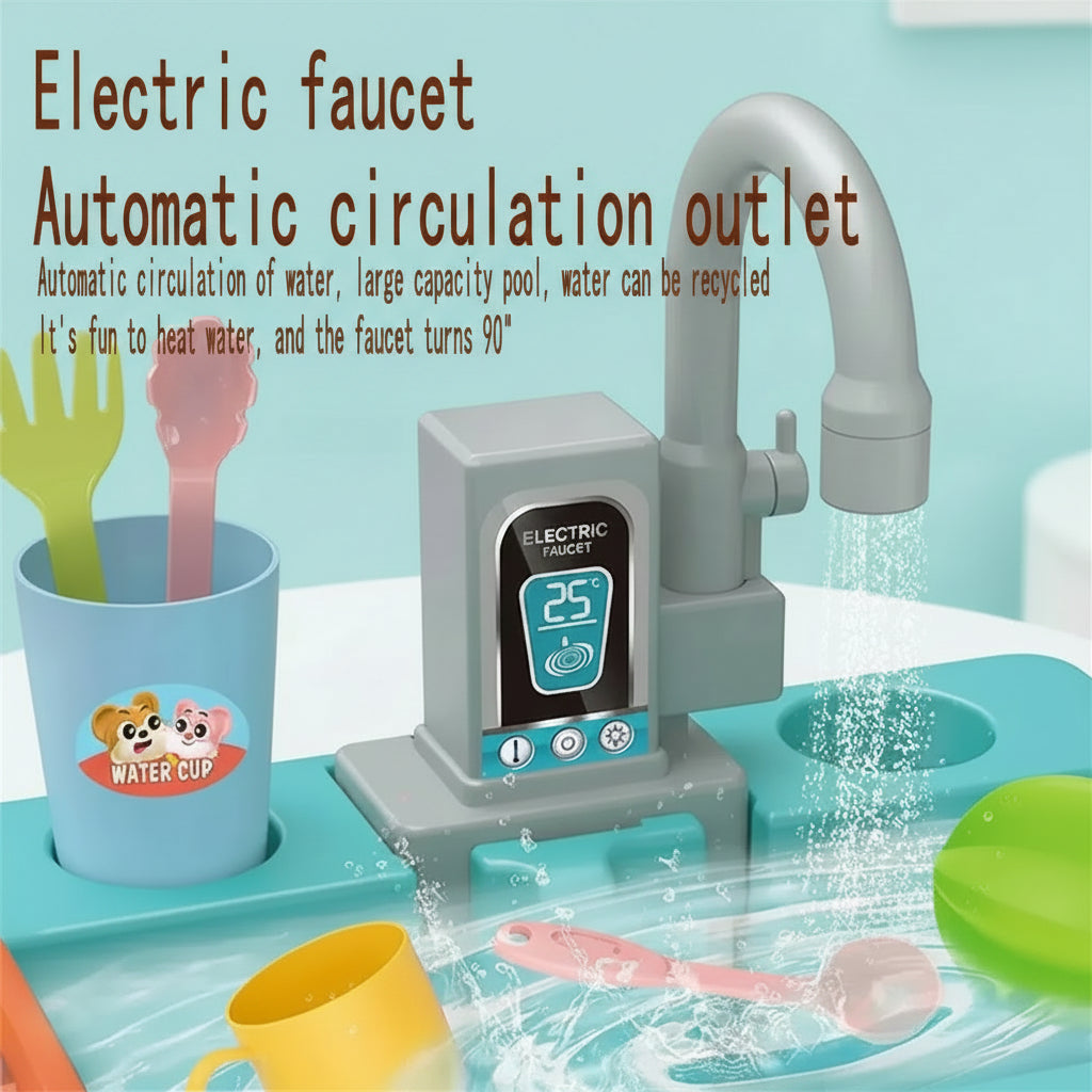 Electric Dish Washer Sink with 90° Turning Water Faucet Kitchen Set 19 Pieces