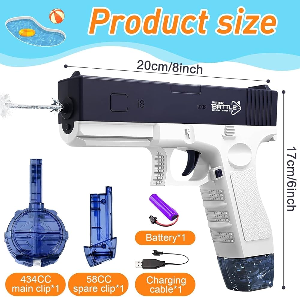 Electric Water Gun Toy Rechargeable | High Pressure Mechanism -Random Color