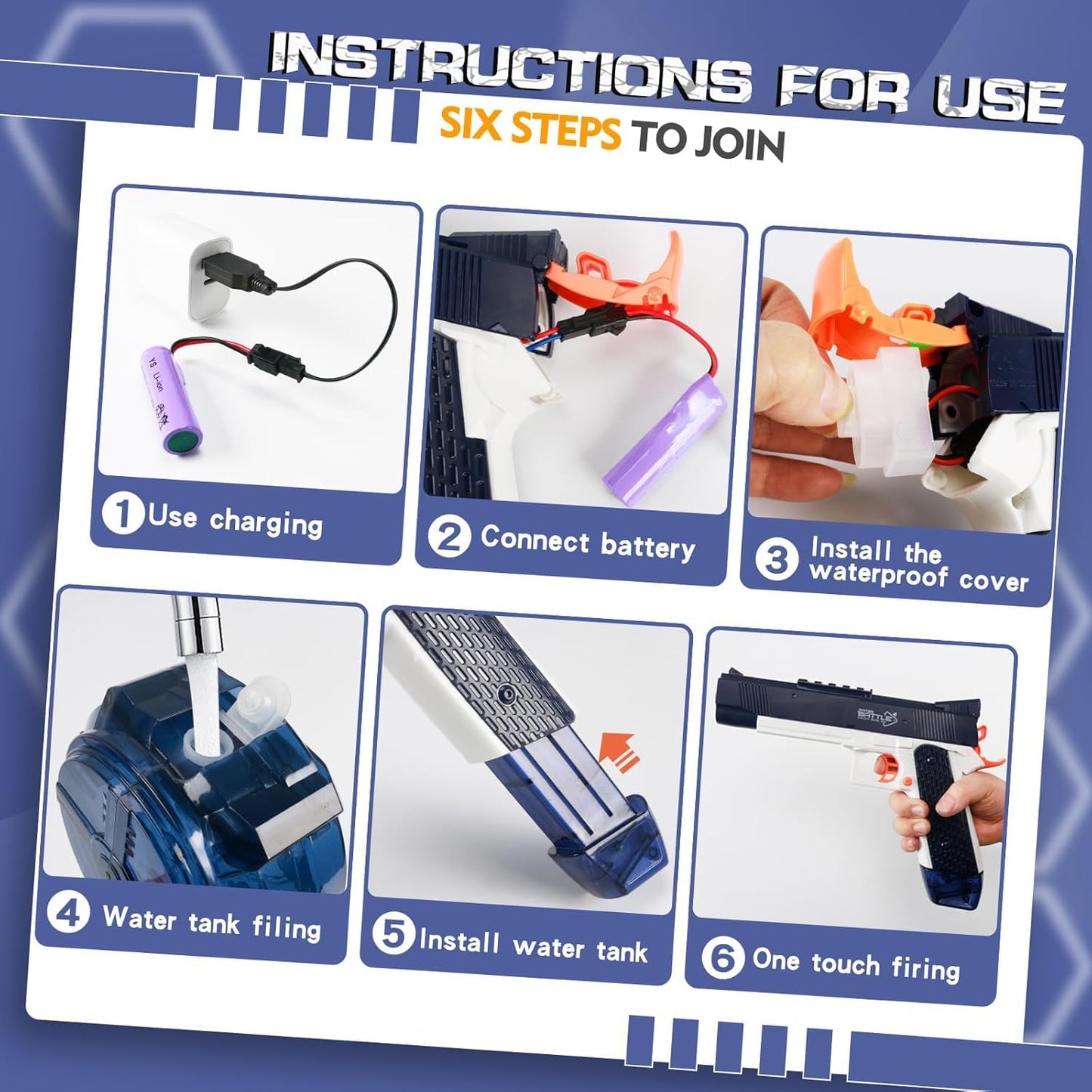 Electric Water Gun Toy Rechargeable | High Pressure Mechanism -Random Color
