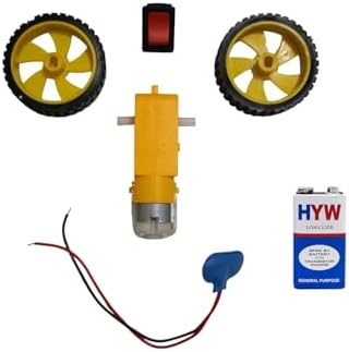 Electron Electricity Science Experiment Project DIY Kit 9V Battery,Clip On Off Switch, Working Models of Science Projects Kits (Motor Wheel Kit) - Without Battery