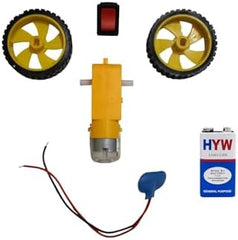 Electron Electricity Science Experiment Project DIY Kit 9V Battery,Clip On Off Switch, Working Models of Science Projects Kits (Motor Wheel Kit) - Without Battery