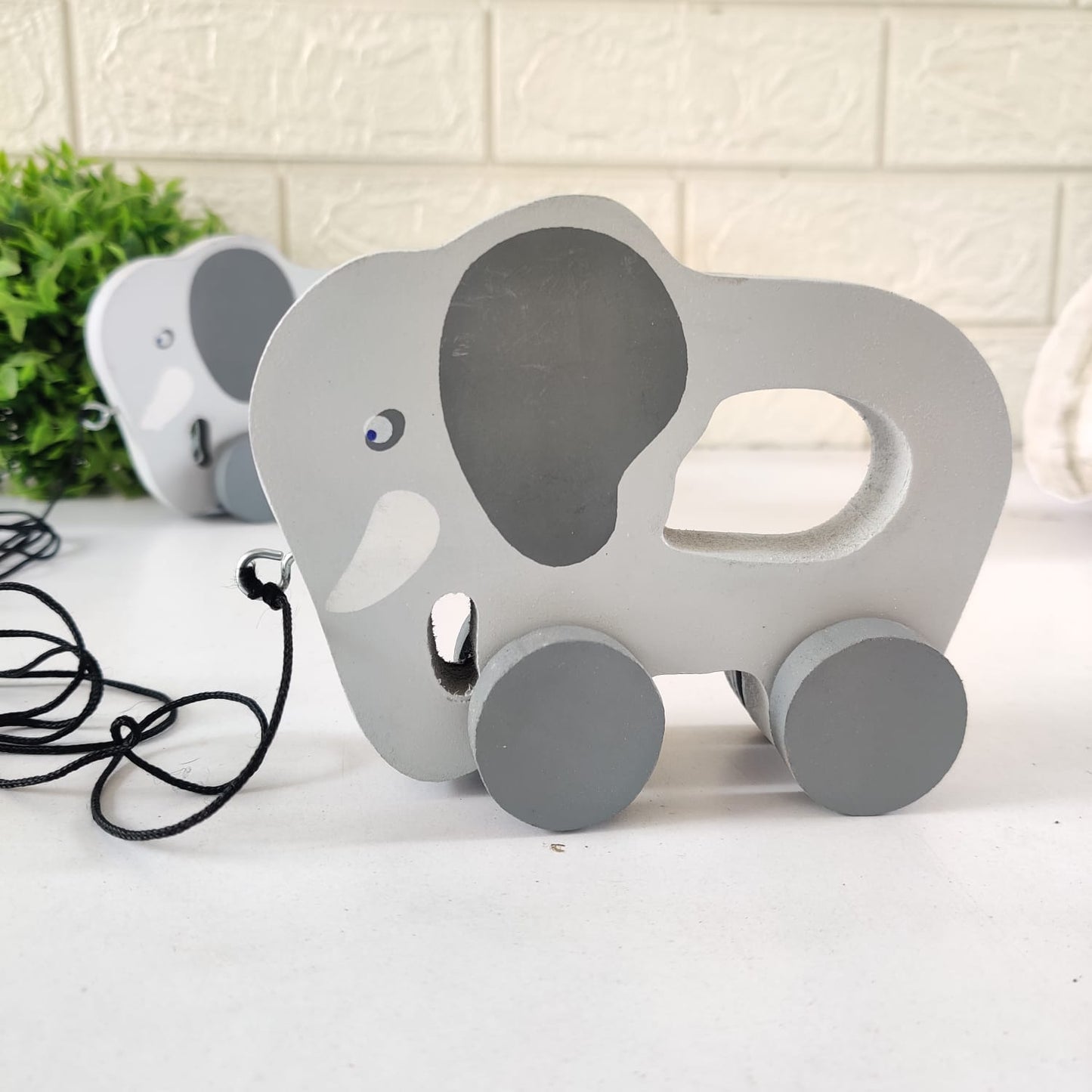 TOYSTOREY  Wooden Elephant cart Pull Along - for 1-3 year