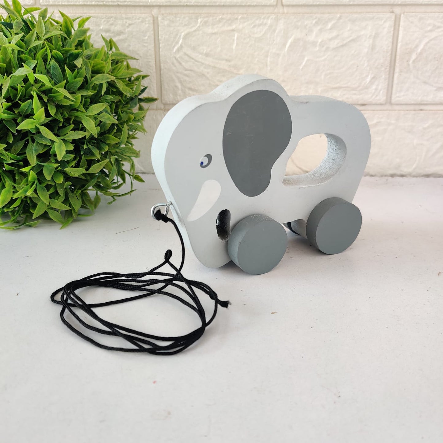 TOYSTOREY  Wooden Elephant cart Pull Along - for 1-3 year